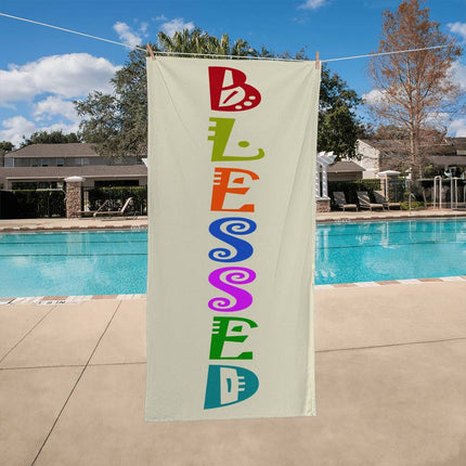 Blessed Bath Towel | Colorful Vertical Lettering | 60x30