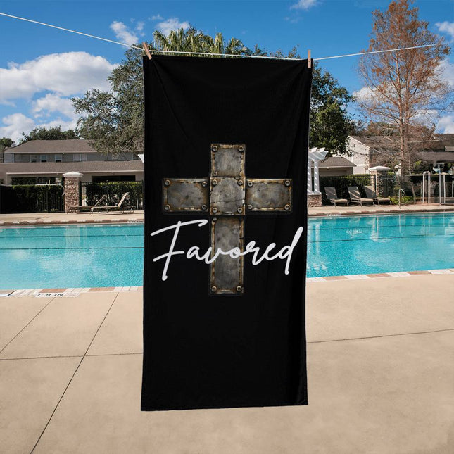 Favored Cross Bath Towel – Christian Gift for Men