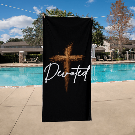 Devoted Cross Bath Towel – Christian Gift for Men
