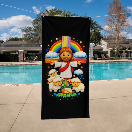 Jesus With the Sheep - Bath Towel – Christian Gift for Kids