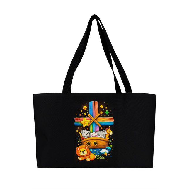 Rainbow Cross Noahs Ark | Christian Weekender Tote Bag | Gift for Kids