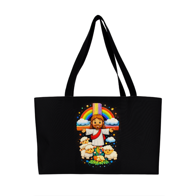 Jesus And Little Lambs | Christian Weekender Tote Bag | Gift for Kids
