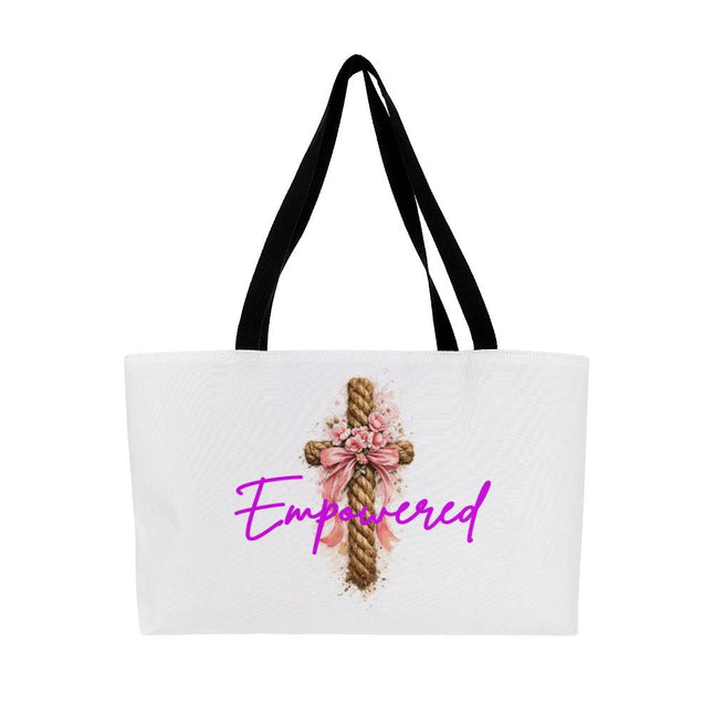 Empowered Floral Cross Weekender Tote – Christian Gift for Women