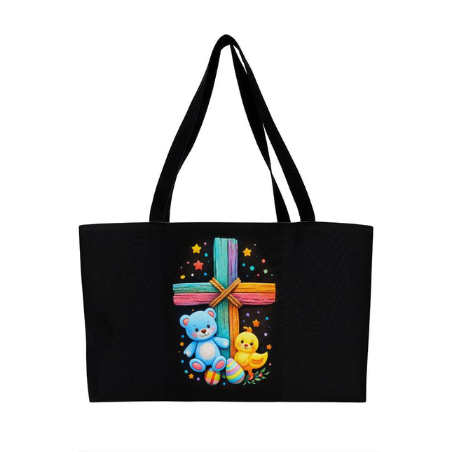 Rainbow Cross Teddy Bear | Christian Weekender Tote Bag | Gift for Kids