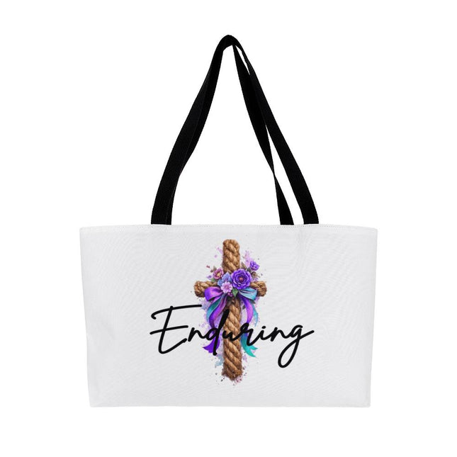 Enduring Floral Cross Weekender Tote – Christian Gift for Women