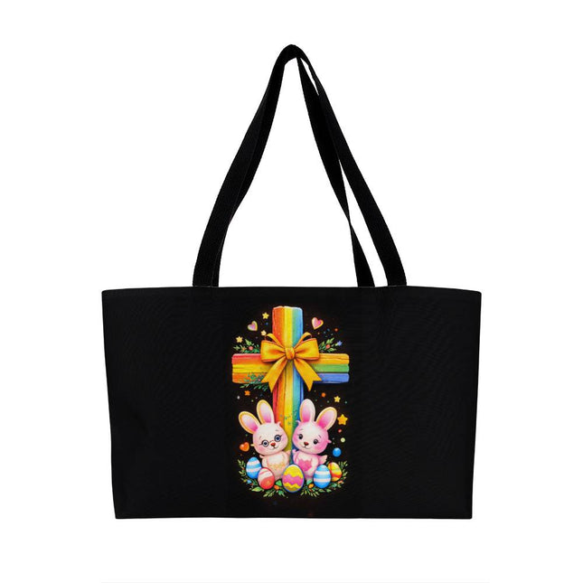 Rainbow Cross Bunnies | Christian Weekender Tote Bag | Gift for Kids