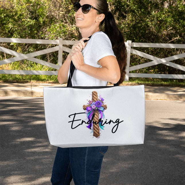 Modern Christian weekender tote for women — "Light-bearer" — a faith-forward gift, ready to give