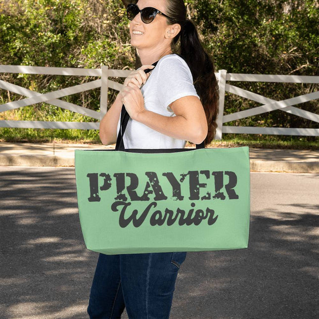 Prayer Warrior Weekender Tote Bag | Sage Green | Christian Travel Tote