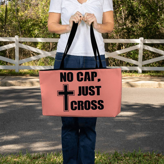 No Cap Just Cross Weekender Tote Bag | Pink | Christian Travel Tote