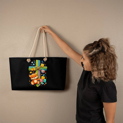 Rainbow Cross Little Fox | Christian Weekender Tote Bag | Gift for Kids