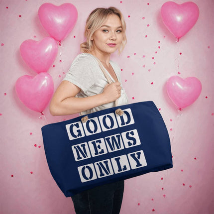 Good News Only Weekender Tote Bag | Navy | Christian Travel Tote
