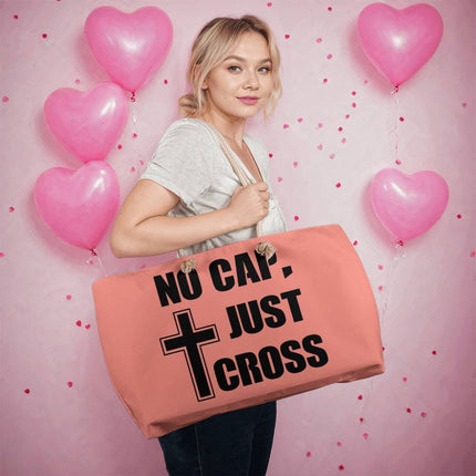 No Cap Just Cross Weekender Tote Bag | Pink | Christian Travel Tote