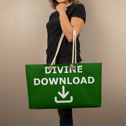 Divine Download Weekender Tote Bag | Green | Christian Travel Tote