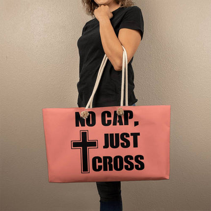 No Cap Just Cross Weekender Tote Bag | Pink | Christian Travel Tote