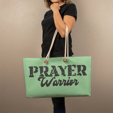 Prayer Warrior Weekender Tote Bag | Sage Green | Christian Travel Tote