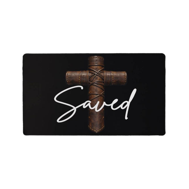 Saved Cross Gaming Mat – Christian Gift for Men