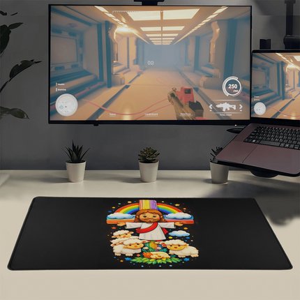 Jesus And Little Lambs | Christian Computer Mat | Gift for Kids