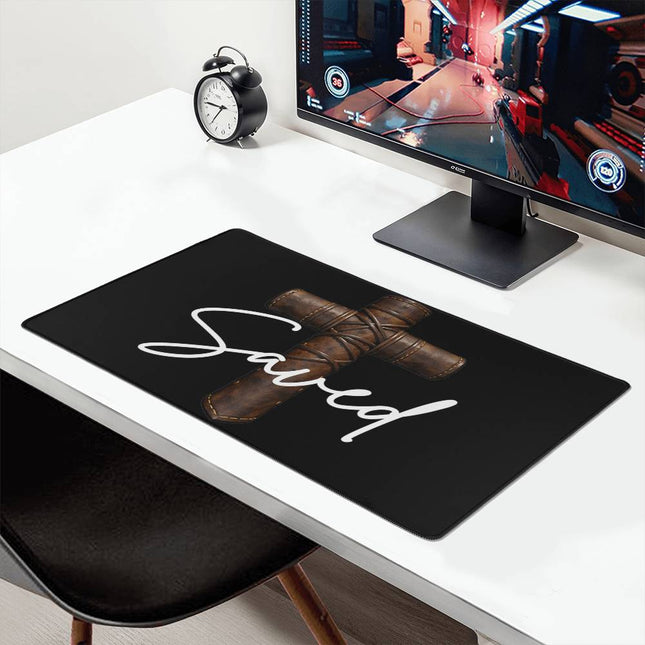 Saved Cross Gaming Mat – Christian Gift for Men