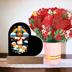 Acrylic Heart + Flower Bouquet with LED Corded Base