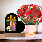 Acrylic Heart + Flower Bouquet with LED Corded Base