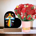 Acrylic Heart + Flower Bouquet with LED Corded Base
