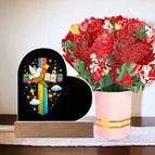 Acrylic Heart + Flower Bouquet with LED Corded Base