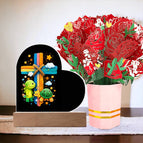 Acrylic Heart + Flower Bouquet with LED Corded Base