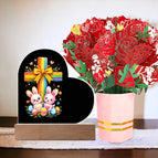 Acrylic Heart + Flower Bouquet with LED Corded Base
