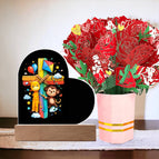 Acrylic Heart + Flower Bouquet with LED Corded Base