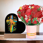 Acrylic Heart + Flower Bouquet with LED Corded Base