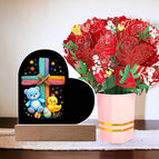 Acrylic Heart + Flower Bouquet with LED Corded Base