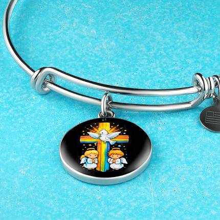 Dove & Praying Angels Circle Bangle – Christian Gift for Kids