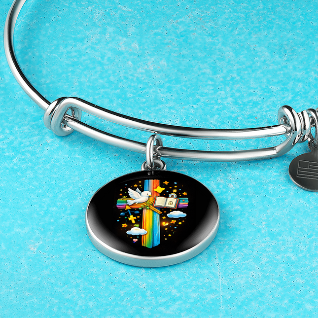 Dove & Holy Bible Circle Bangle – Christian Gift for Kids