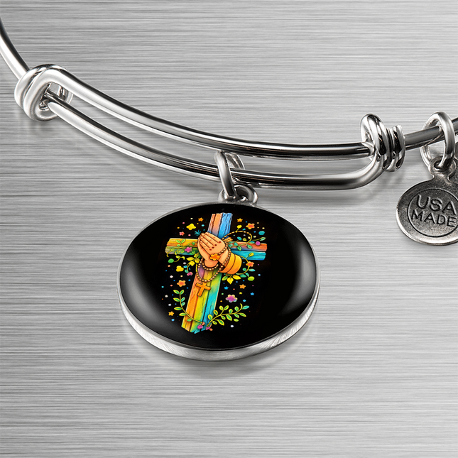 Praying Hands Circle Bangle – Christian Gift for Kids