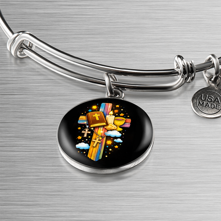Holy Bible & Chalice Circle Bangle – Christian Gift for Kids
