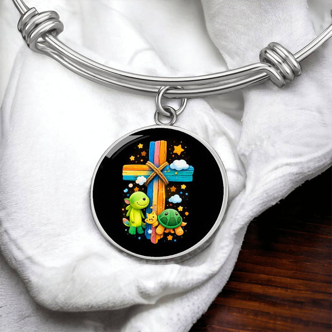 Dinosaur & Turtle Circle Bangle – Christian Gift for Kids