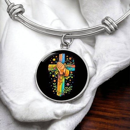 Praying Hands Circle Bangle – Christian Gift for Kids
