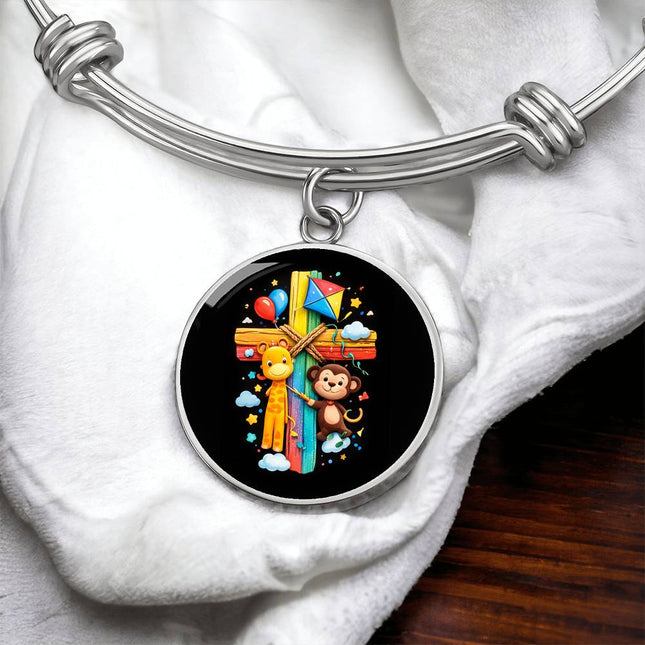 Giraffe & Monkey Circle Bangle – Christian Gift for Kids