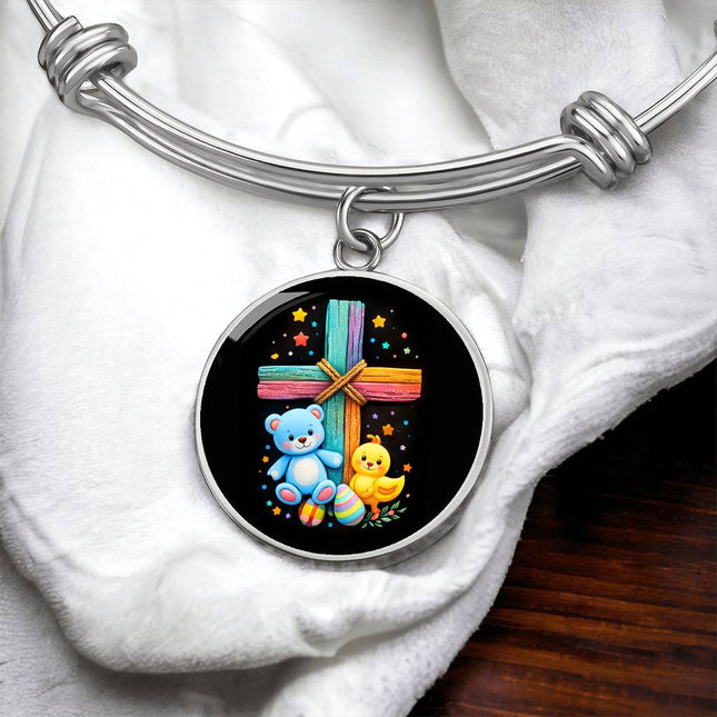 Teddy Bear & Duckling Circle Bangle – Christian Gift for Kids
