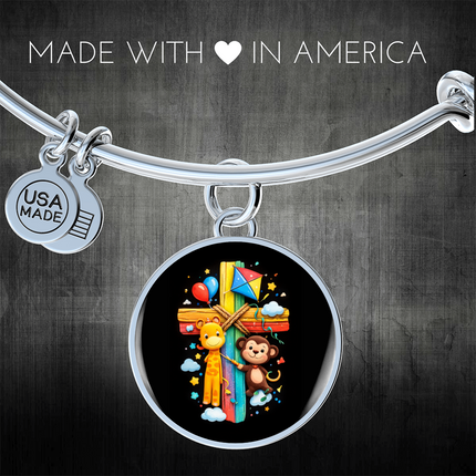 Giraffe & Monkey Circle Bangle – Christian Gift for Kids