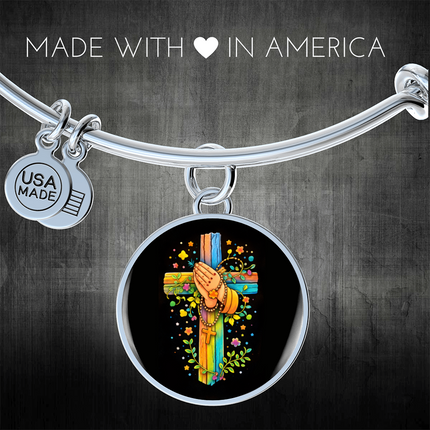 Praying Hands Circle Bangle – Christian Gift for Kids