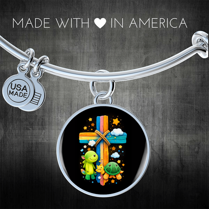 Dinosaur & Turtle Circle Bangle – Christian Gift for Kids
