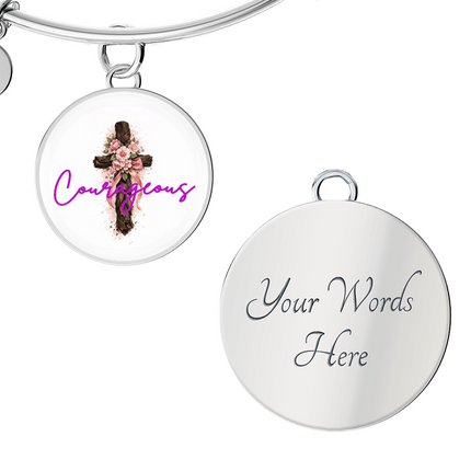 Courageous Flower Cross Christian Circle Bangle | Mother's Day Gift for Mom | Faith Gift