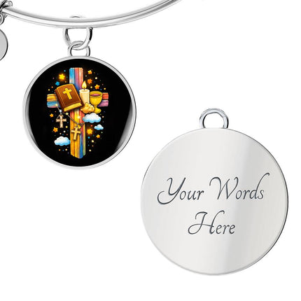 Holy Bible & Chalice Circle Bangle – Christian Gift for Kids