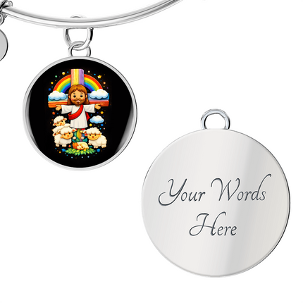 Jesus With the Sheep Circle Bangle – Christian Gift for Kids