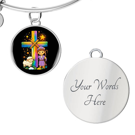 Little Shepherd & Lamb Circle Bangle – Christian Gift for Kids