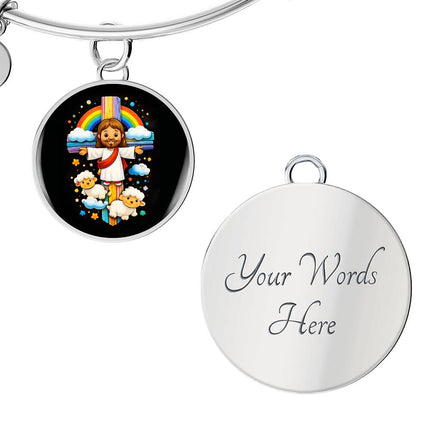 Jesus & Little Lambs Circle Bangle – Christian Gift for Kids