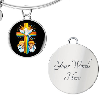 Dove & Praying Angels Circle Bangle – Christian Gift for Kids