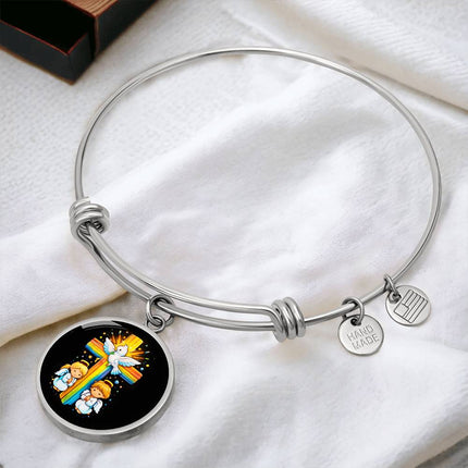 Dove & Praying Angels Circle Bangle – Christian Gift for Kids