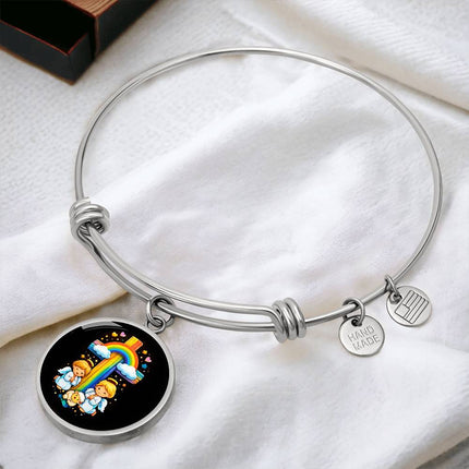 Angels & Lamb Circle Bangle – Christian Gift for Kids